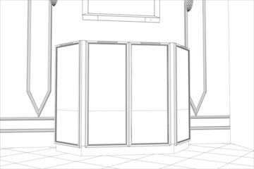 Facade kitchen vector sketch interior. Illustration created of