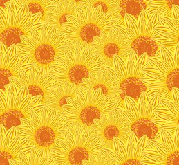 Seamless background with sunflowers.