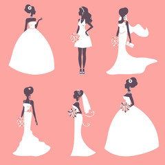Elegant brides in silhouette