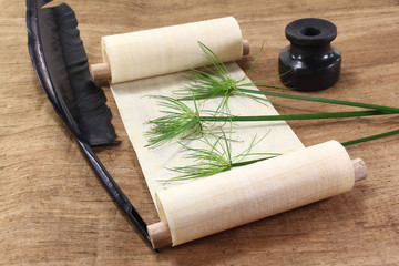 Papyrusrolle mit Pflanze