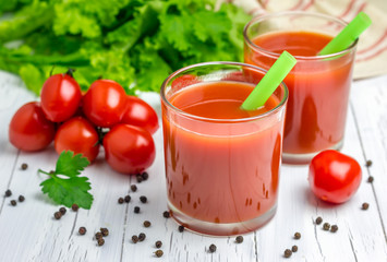 Refreshing glass of tomato juice