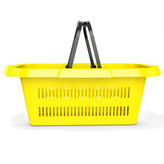 3d yellow empty shopping basket