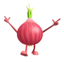 Onion character with happy pose