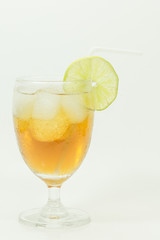 Fresh cocktail with cola drink and lime fruit