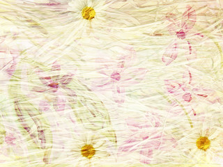 Abstract vintage floral background with daisies made with color