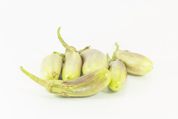 Fresh bright eggplant on  background