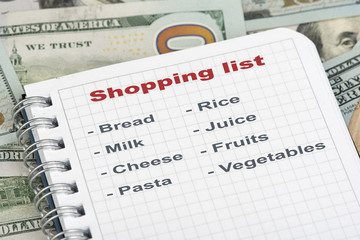 Fototapeta premium shopping list and money