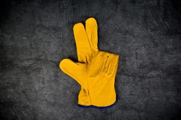 Leather Construction Work Gloves Making Three Fingers Gest