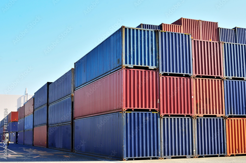 Wall mural cargo container yard, the port of tokyo, japan