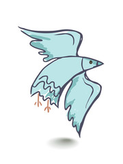 Vector graphic, artistic, stylized image of dove of peace