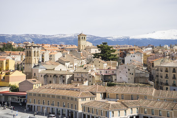 Fototapeta premium aerial views of the Spanish city of Segovia. Ancient Roman and m