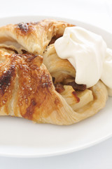 Apple Strudel Danish with whipped cream