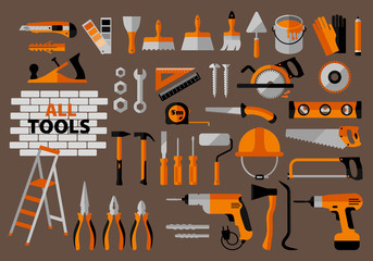 Buildings tools icons set.