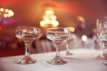 Glasses of wine in a restaurant