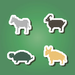 set of color icons with wild animals for your design