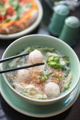 meatballs with thai noodle soup