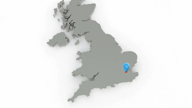 Three-dimensional map of England. 3d