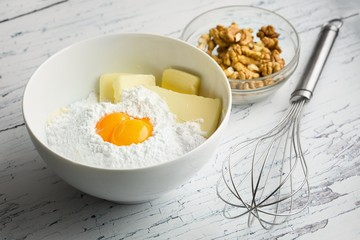 Some ingredients for the manufacture of homemade sweet pastry..