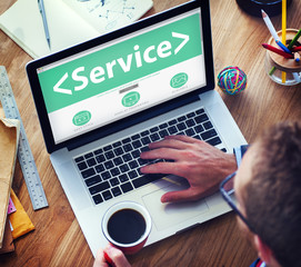 Digital Online Service Assistance Office Working Concept