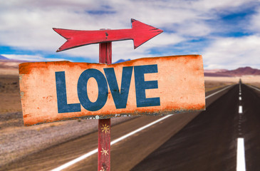 Love sign with road background
