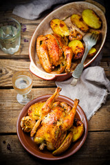 The chicken baked with potato.