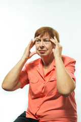 Fototapeta premium old woman in depression isolated on white background