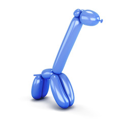 Blue balloon animal giraffe on white