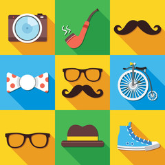 Vintage hipster icons set