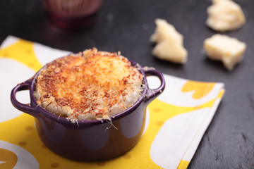Onion soup with croutons