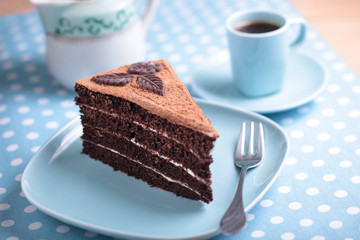 Chocolate cake and coffee
