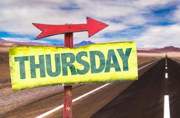 Thursday sign with road background