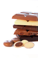 Chocolate selection in white isolated background