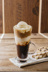 iced coffee with milk and ice cream