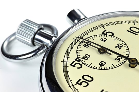 analoge Stoppuhr isoliert auf wei&szlig;em Hintergrund