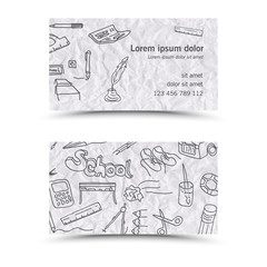 Modern business card template - school doodles theme..