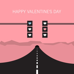 Road of love - vector background - happy valentine´s day..