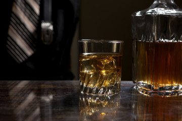 Whiskey on the rocks.