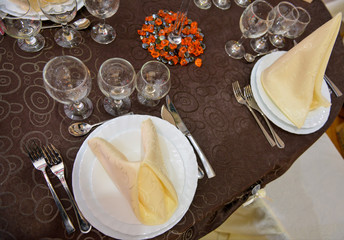Beautifully arranged wedding table