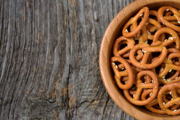 Bowl of crunchy and salty pretzels