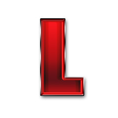 Metal letter L in red