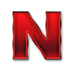 Metal letter N in red