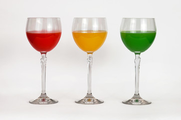 Glasses with colored water