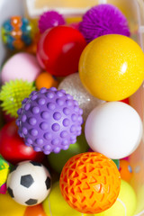 Large number of colorful plastic toy balls