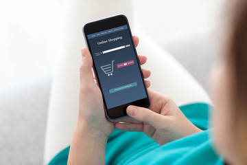 woman makes online shopping on a tablet