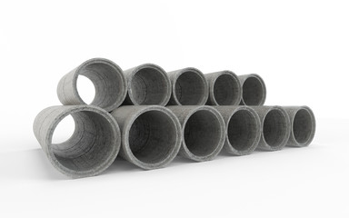 Concrete pipes isolated on white background