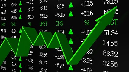 Stock Market. 3D. Stock market data with uptrend vector