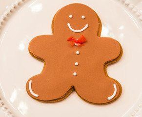 close up on funny gingerbread man cake