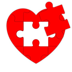 Icono puzzle de corazon recortado