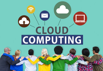 Obraz premium Cloud Computing Network Online Internet Storage Concept
