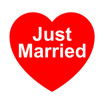 Icono texto Just Married en corazon